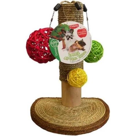 Accessoire rongeur - TYROL - Arbre a lapin - Pommier - 14 x 19 x 26 cm - Bois, jonc de mer, boules vignes, fixation cage (1/4)