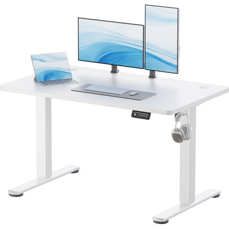 Bureau Assis-Debout Électrique 120 x 60 cm, Blanc (1/5)