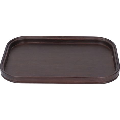 Plateau de service en bambou rectangulaire couleur noyer, élégant et naturel pour salon ou boutique (1/5)