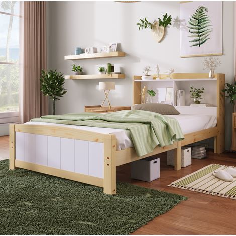 struttura letto 90x200 con testiera libreria bianco OKMYHOME (1/5)