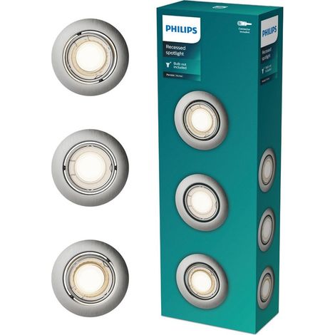 Aro empotrable redondo de metal, modelo peridot, basculante, gu10, níquel, ø9 cm, 3 uds