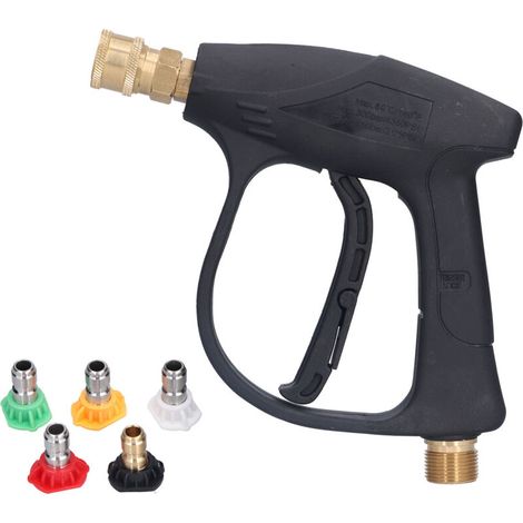 Pistola de hidrolavadora de alta presión con manguera de 1/4 pulg. M22, 3000 PSI, con 5 boquillas para uso doméstico -Crezuo