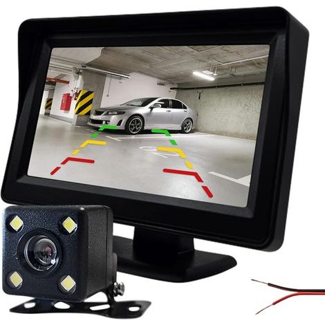 Telecamera di retromarcia a 12V con assistenza al parcheggio, display HD Ready da 4,3 pollici, cavo di collegamento da 5 metri, set completo. (1/5)