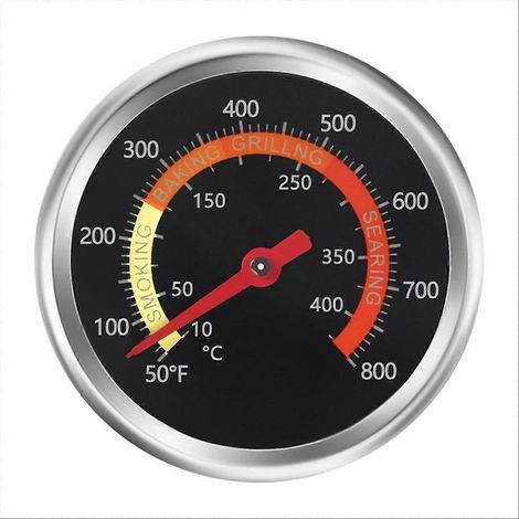 Grillthermometer, Smoker-Temperaturanzeige, Holzkohlegrill-Thermometer, Smoker-Thermometer, Hitzeanzeige für schwarz/silber (1/5)