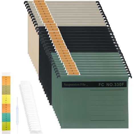 Lot de 30 Dossiers Suspendus en Polypropylène,Format Foolscap(3 Couleurs) (1/5)