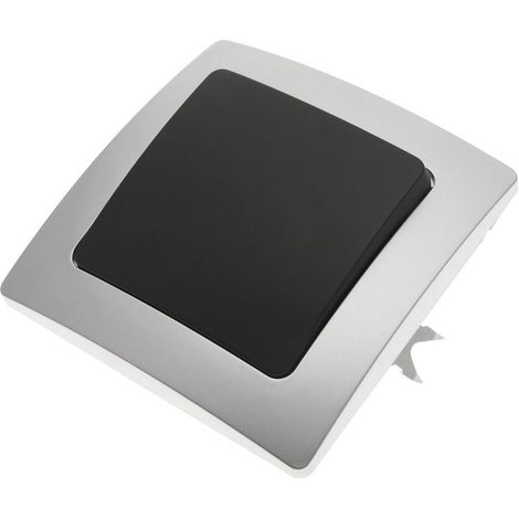 BeMatik - Commutateur de croisement encastrable avec plaque de finition 80x80mm série Lille argent et gris (1/5)