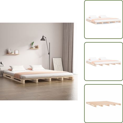 The Living Store Lit de palette 140x190 cm bois de pin massif - Lit de palette (1/5)