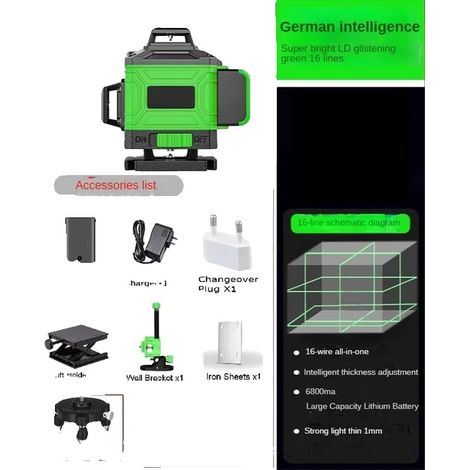 Niveau laser, auto-nivelant, 360 horizontal et vertical, ligne verte 16 (1/2)