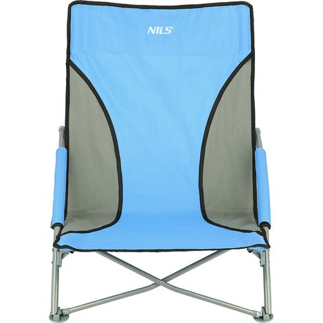 Silla de playa plegable azul, ligera y portátil. (1/5)