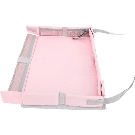 Faltbare Reise-Tablettabdeckung für Flugzeug und tragbar für Kinder und Erwachsene mit Aufbewahrungsfächern, Tabletttasche aus Polyester für Spielzeug, Bücher, Snacks, Rosa (PINK) (1/5)