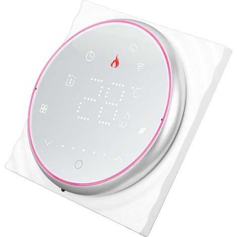Thermostat connecté WiFi avec écran LCD, régulateur de température intelligent pour chauffage au sol domestique, boîtier encastré 86x86, 95-240V 5A, blanc (1/5)