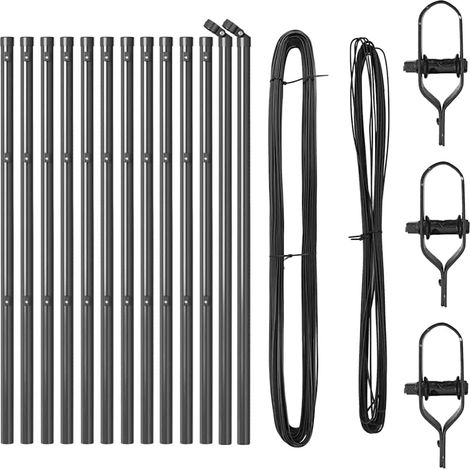 Poteaux de clôture 13 pcs Gris Ø32 mm 100 cm Acier galvanisé CFW4759184 (1/5)
