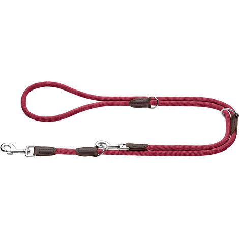 Laisse réglable Freestyle - Couleur : Bordeaux - Robuste et résistante aux intempéries - 3 Positions de réglage - Corde avec Noyau en Polyamide - Doux au Toucher - Facile d'entretien - Taille (1/5)
