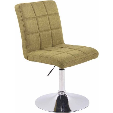 Silla de comedor x1 giratoria regulable en altura costura cuadrada tela verde y base de metal cromado 100008587 (1/5)