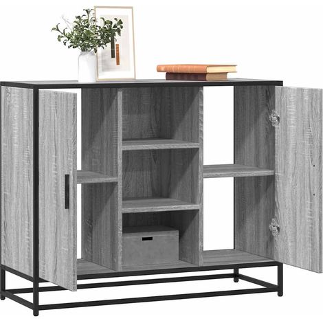 Sideboard Grau Sonoma 92x35x76 cm Holzwerkstoff