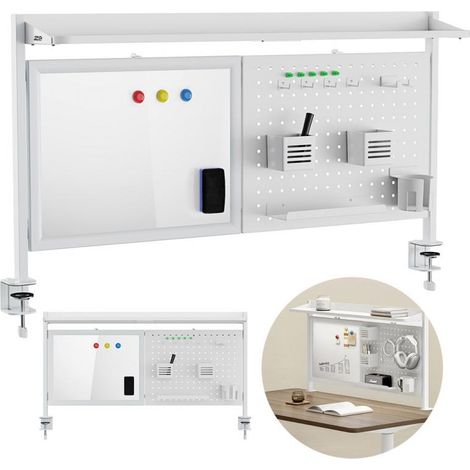 Ergo Office desk divider/organizer, max. load 10kg, white board, width 1116mm, white, ER-301 W