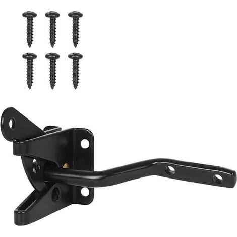 Serrure De Portail Autobloquante - Loquet À Gravité En Acier - Pour Clôture De Jardin Et Portail Extérieur - Noir - 1 Pièce (1/5)