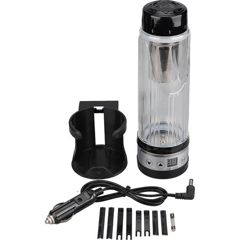 Tasse de voiture chauffante en verre borosilicate 12V/24V, grande capacité 420ml, mug électrique multifonction noir pour véhicule (1/5)