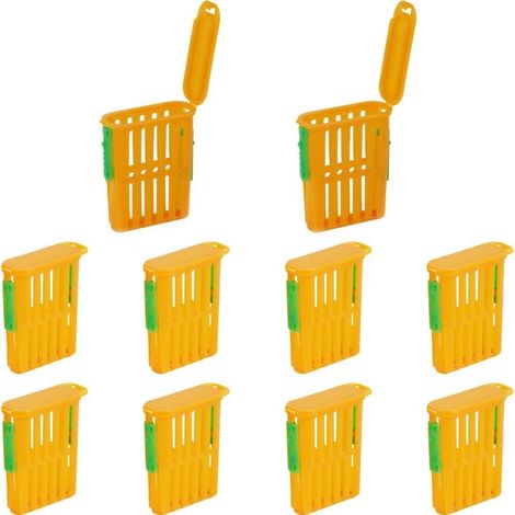 Set mit 10 gelben Königinnenkäfigen aus Kunststoff, Bienentransportkäfigen, Königinnenkäfigen, Imkerausrüstung, Imkereibedarf
