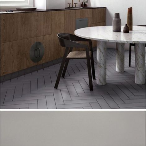 Carrelage sol / mur pose baton rompu chevron uni gris mate STROMBOLI SIMPLY GREY (vendu par boite de 0.65m2) (1/3)