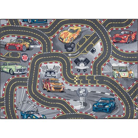 REBEL ROADS CARPET Racers 97 Streets, cars non-slip for children - grey grey 95x200 cm