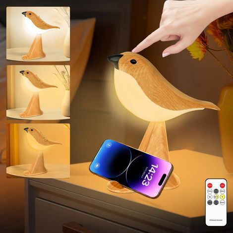 Tischleuchte mit Vogelmotiv, 3 Farbtemperaturen, USB-aufladbar, Touch-Sensor-Steuerung, Nachttischlampe mit integriertem Duftdiffusor (Gelb) (1/5)