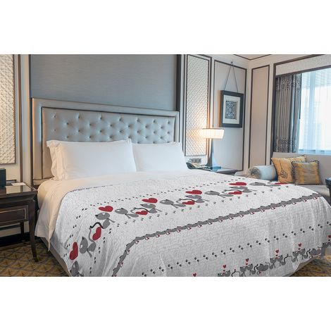 Copriletto estivo made in Italy 100% cotone piquet 3 misure Gattini Grigio - 1 Piazza