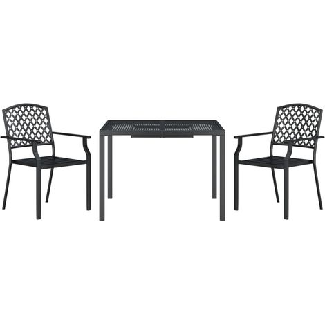 Ensemble de salle à manger de jardin meuble extérieur 3 pièces anthracite acier (1/5)