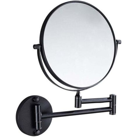 Miroir télescopique de salle de bain miroir de courtoisie pliant miroir de beauté miroir mural de salle de bain miroir grossissant - noir, 1pc Miroir grossissant (1/4)