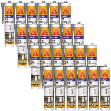 Set von 24 Silikon-Dichtstoffen SIKA SikaSeal 110 Schreinerei &amp Verglasung - Grau - 300ml