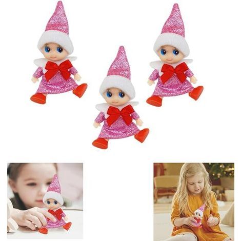 Christmas Characters: 9cm Naughty Christmas Elf Baby, Mini Christmas Elf Dolls for Shelf, Set of 3 Christmas Elves (1/5)