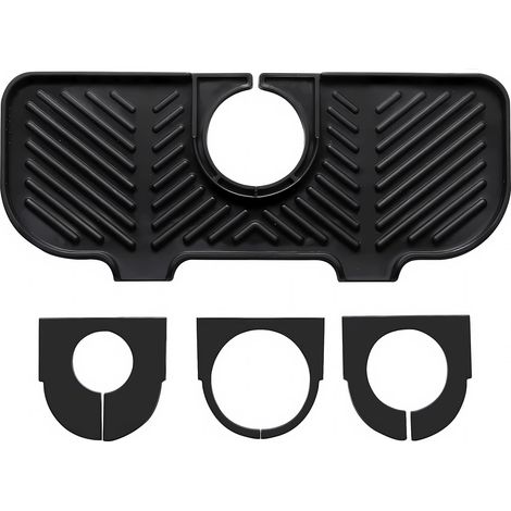 Silikon-Tropfmatte für Wasserhähne, Unterbaumatte für Spülbecken, Organizer für Schwämme, Bürsten, Seifen, schwarz