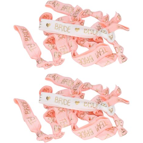 Lot de 22 élastiques à cheveux Bride Trite, ajustables et faciles à transporter, en polyester rose et blanc, pour la décoration de mariage des demoiselles d'honneur (HM2242302). (1/5)