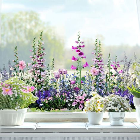 Fensterfolie mit Pflanzenmotiven, elektrostatische Aufkleber mit Ackerwindenmotiven, florale Fensterfolie, geeignet für Türen und Balkone