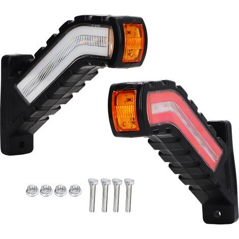 Camion Feu Latéral LED 2 Pièces Feu Arrière LED IP68 étanche 1500LM Haute luminosité Feu Indicateur de Frein pour Camion Bateau RV. (1/5)