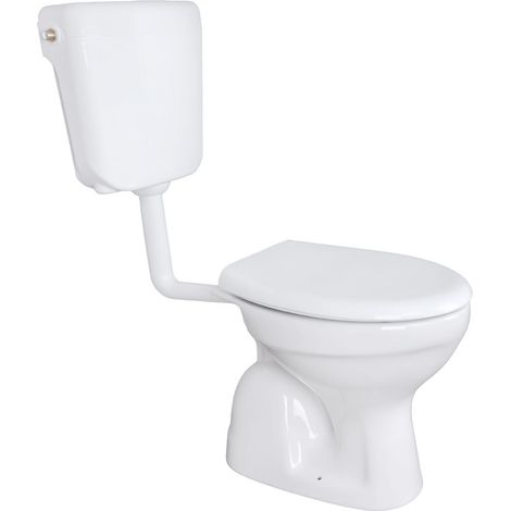 Komplettset Stand WC Abgang Boden Senkrecht Tiefspüler + Deckel + Spülkasten