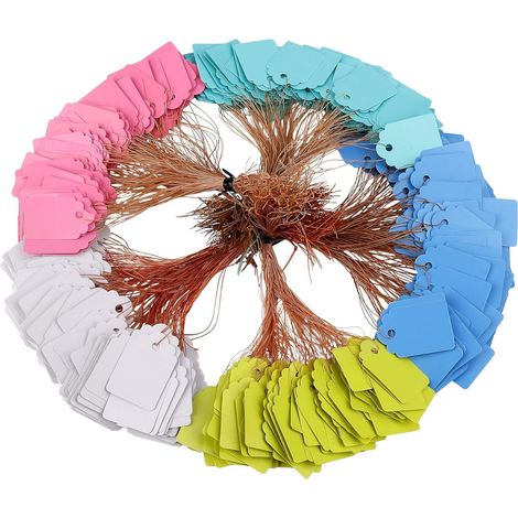 Étiquette de Plantes Imperméables, Étiquettes de Marquage, Suspendue Multicolore Etiquette Semis avec Ficelle 500 Pièces 5 Couleurs(3.5X2.5cm) (1/5)