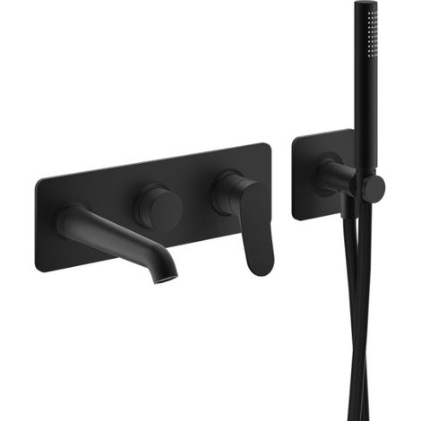 Façade mitigeur encastrée bain douche 2 sorties blackmat - CRISTINA ONDYNA BT10213