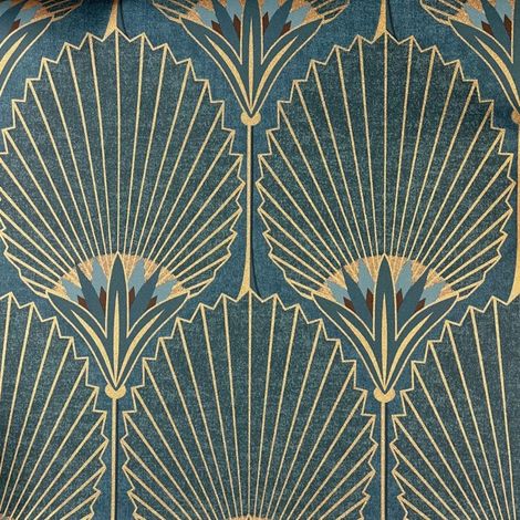 Grandecor Nile Palm Wallpaper Teal Art Decor Vinyl Wall Covering (1/4)