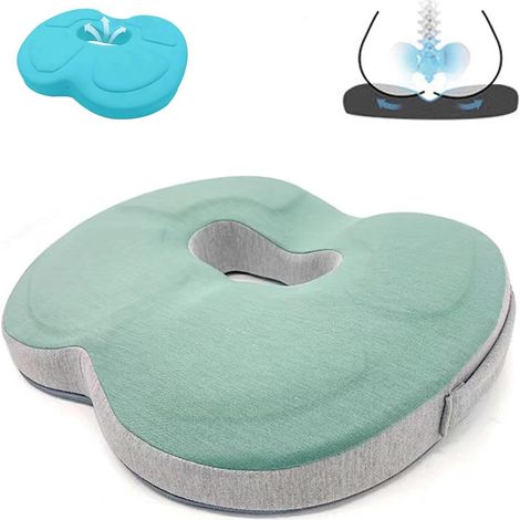 Coussin orthopédique Anti-escarres en Forme de Donut - Soulage efficacement Les hémorroïdes, Les douleurs de la Prostate, Le Coccyx, la sciatique et Le Dos - Idéal pour Le Bureau et la(Vert) (1/5)