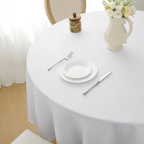 Nappe Rectangulaire Blanche 240 cm Lavable Anti-Tache imperméable résistante Durable nappes élégantes pour Grande Table réception Banquet fête dîner Salle à Manger Maison (1/5)