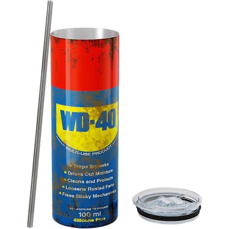 Eclairage Design – Mug isotherme 590 ml en acier inoxydable – Étanchéité et isolation sous vide – Design unique WD40 pour voyages