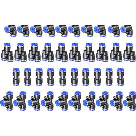 40 Connecteur Pneumatique, 6mm, Raccord Rapide Air Comprimé, Plastique, Bleu, Pour Système Pneumatique (1/5)