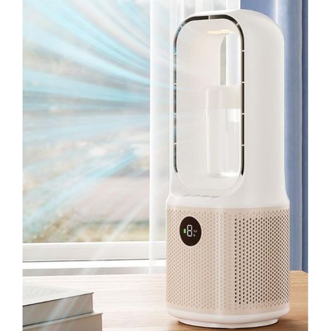 13''Ventilateur Sans Pales, 9Vitesses de Ventilation, Rotation à 60°, Veilleuse LED Tricolore à Intensité Variable&Minuterie,Fonctionnement Ultra-Silencieux, pour Chambres et aux Bureaux à Domicile (1/5)