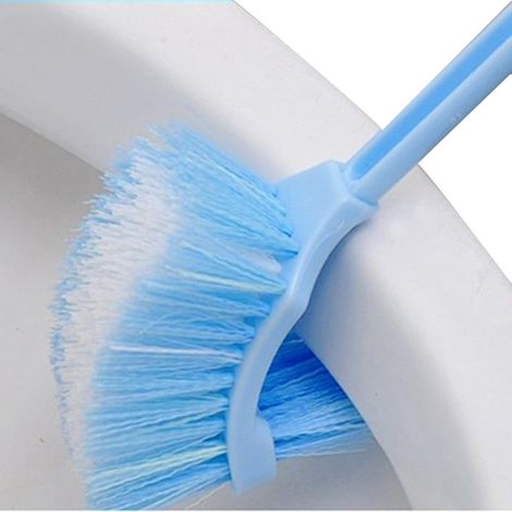 Brosse de Nettoyage à Double Face en Plastique pour Nettoyer l'angle Morte de la Toilette Bleu (1/4)