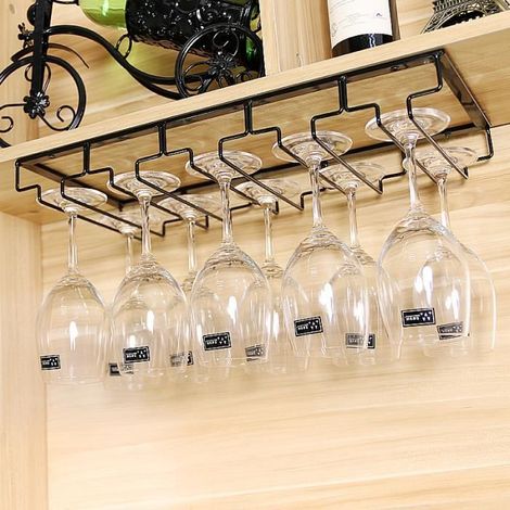 Porte-verres à pied - Deco4home® - CSNJ002BK - Noir - Acier inoxydable - Rangement élégant (1/4)
