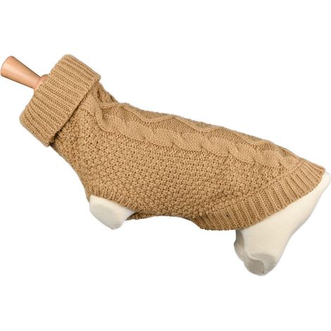Pull fantaisie pour chien Beige Torsadé Taille : T30