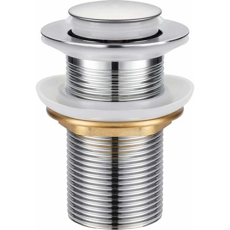Bonde d'évier escamotable universelle sans trop-plein traction valve à pousser pour ouvrir Acier Inoxydable Chromé (1/4)