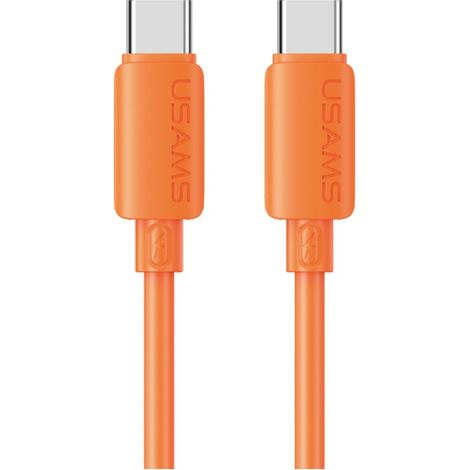 Cable USB-C a Lightning de silicona USAMS U98 de 30 W y 3 A para carga rápida, color naranja (1/5)