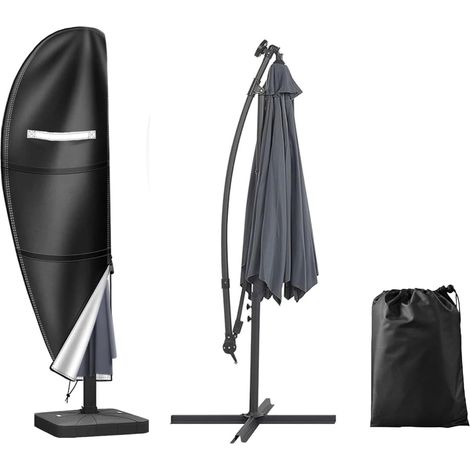 Parasol Cover Waterproof, Cantilever Large Garden Umbrella Cover with Reflective Strip Zip, 420D Heavy Duty Oxford Fabric Parasol Covers UV/Windproof (265  45  70  50) (1/5)